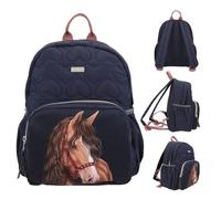 Depesche 13191 Miss Melody Glitter Horse-Rucksack in Dunkelblau, mit Pferde Motiv, Glitzer und Herz Steppung, Tasche mit verstellbaren Trägern, Mehrfarbig