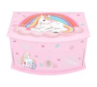 Depesche 13203 Ylvi - Kleines Schmuckkästchen in Pink, mit Einhorn Motiv und Muster, Schmuckbox mit Klappdeckel und Spiegel