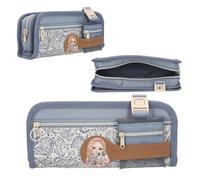 Depesche TOPModel Cat Love 13275 Schlampertasche in Hellblau mit Cute Katzenprint, Schlamper-Federtasche mit Mehreren Fächern und Katzenpattern