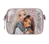 Depesche 13279 TOPModel My BFF - Umhängetasche in Rosa und Grau, mit Model Motiv und Glitzer, Handtasche mit längenverstellbarem Tragegurt
