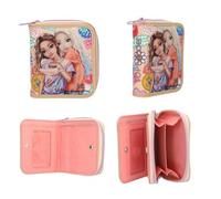 Depesche 13289 TOPModel Girl Power - Portemonnaie in Beige, mit Model Motiv und bunten Batches, Geldbörse mit Druckknopf