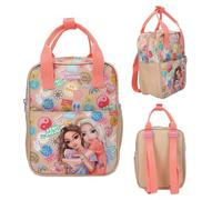 Depesche 13291 TOPModel Girl Power - Rucksack in Beige, mit Model Motiv und bunten Batches, Tasche mit verstellbaren Trägern