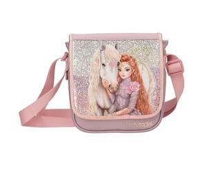 Depesche 13295 TOPModel Viva Violet - Kleine Umhängetasche in Lila, mit Model Motiv, Pferd und Glitzer, Tasche mit verstellbarem Schultergurt