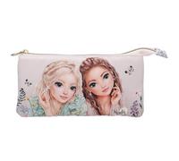 Depesche 13307 TOPModel Summer Feeling - Schlampertasche in Rosa, mit Model Motiv, Blumen und Schmetterlingen, Federtasche mit 3 Innenfächern
