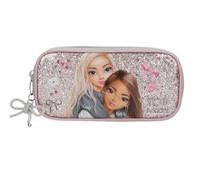 Depesche 13319 TOPModel My BFF - Schlampertasche in Rosa und Grau, mit Model Motiv und Glitzer, Federtasche mit Schleifen-Anhänger