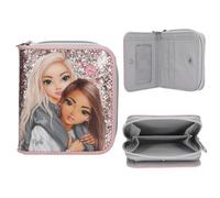 Depesche 13320 TOPModel My BFF - Portemonnaie in Rosa und Grau, mit Model Motiv und Glitzer, Geldbörse mit Druckknopf-Verschluss