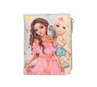 Depesche 13328 TOPModel Juicy - Portemonnaie in Creme und Rosa, mit Model Motiv, Äffchen und Buntem Muster, Geldbörse mit Druckknopf-Verschluss