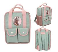 Depesche 13406 Miss Melody Romantic Fields - Rucksack in Grün und Rosa, mit Pferde Patch und Glitzer, Tasche mit verstellbaren Trägern