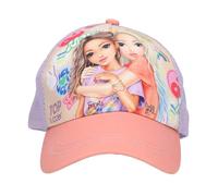 Depesche 13511 TOPModel Girl Power - Bedruckte Cap in Beige, mit Model Motiv und bunten Batches, Kinder-Mütze mit Netz und Größenverstellung