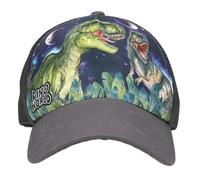 Depesche 13513 Dino World Galaxy - Bedruckte Cap in Dunkelblau, mit Weltall Dinosaurier Motiv, Kinder-Mütze mit Netz und Größenverstellung