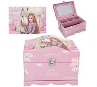 Depesche 13608 TOPModel Viva Violet - Schmuckkästchen in Rosa, mit Model Motiv, Pferd und Licht, Schmuckbox mit Spiegel