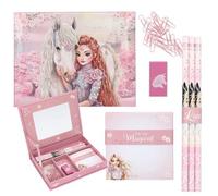 Depesche 13613 TOPModel Viva Violet - Schreibwaren Box in Rosa, mit Model Motiv, Pferd und Blumen, inkl. Papier, Bleistiften, Radiergummi, Lineal uvm.