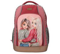 Depesche 13641 TOPModel Leoheart - Schulrucksack in Rot und Rosa, mit Model Motiv und Leo-Print, Schultasche mit verstellbaren Trägern