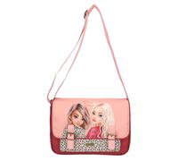 Depesche 13644 TOPModel Leoheart - Umhängetasche in Rosa und Rot, mit Model Motiv und Leo-Muster, Handtasche mit längenverstellbarem Tragegurt