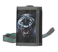 Depesche 13696 Adventure World Panther - Portemonnaie in Schwarz und Grün, mit Panther Motiv, Geldbörse mit Lanyard-Band