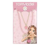 TOPModel - Double Layer Necklace LEOHEART - Gold, Pink, White, Red - 46.5 cm + 5 cm