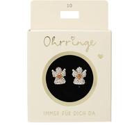 Depesche 13914.010 Glitzer Stecker-Ohrringe in Gold und Orange, mit Schutzengel Motiv und Glitzersteinen, als kleines Geschenk