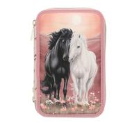 Depesche 13968 Miss Melody Blossom Pony - Gefüllte 3-Fach Federtasche in Rosa, mit Pferde Motiv und Pferde-Muster, Federmappe mit Buntstiften, Schere, Lineal UVM.