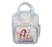 Depesche 14023 TOPModel Festival Fun - Rucksack in Dunkelblau und Creme, mit Model Motiv und Blumen-Muster, Tasche mit verstellbaren Trägern