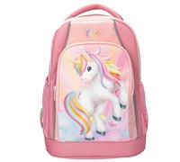 Depesche 14038 Ylvi Sugar Pop - Schulrucksack in Rosa, mit Einhorn Motiv und glitzernden Details, Schultasche mit verstellbaren Trägern