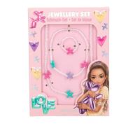 Depesche 14062 TOPModel - Schmuck Set mit Kette, Armband und Ring, aus weißen Perlen und bunten Ballon Hunden, Längenverstellbar und mit Gummiband