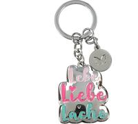 Depesche 14195.06 Lieblings Schlüsselanhänger in Silber, aus Metall, Emaille Glücksbringer mit Türkis und Pink, Schlüsselring und liebevoller Botschaft, zum Verschenken