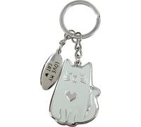 Depesche 14195.09 Lieblings Schlüsselanhänger in Silber, aus Metall, Emaille Glücksbringer mit Katze, Schlüsselring und liebevoller Botschaft, zum Verschenken