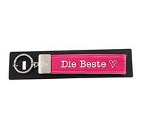 Depesche 4298-001 Schlaufen-Schlüsselanhänger aus Filz, mit graviertem Metallabschluss und kultigem Aufdruck, Die Beste, rosa, ca. 17 x 3 x 1 cm