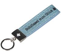 Depesche 4298-018 Schlaufen Schlüsselanhänger aus Filz, mit graviertem Metallabschluss und kultigem Aufdruck, Schlüssel zum Glück, blau, ca. 17 x 3 x 1 cm