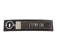 Depesche 4298-020 Schlaufen Schlüsselanhänger aus Filz, mit graviertem Metallabschluss und kultigem Aufdruck, I Love My car, grau, ca. 17 x 3 x 1 cm