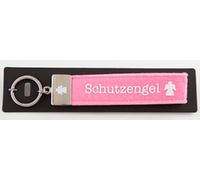 Depesche 4298-025 Schlaufen Schlüsselanhänger aus Filz, mit graviertem Metallabschluss und kultigem Aufdruck, Schutzengel, pink, ca. 17 x 3 x 1 cm