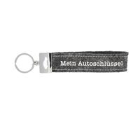 Depesche 4298-077 Schlaufen-Schlüsselanhänger aus Filz, mit graviertem Metallabschluss und kultigem Aufdruck, Mein Autoschlüssel, schwarz, ca. 17 x 3 x 1 cm