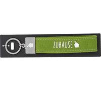 Depesche 4298-107 Schlaufen Schlüsselanhänger aus Filz, mit graviertem Metallabschluss und kultigem Aufdruck, Zuhause, grün, Circa 18,7 x 4,4 x 1 cm