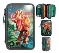 Depesche Dino World 3-Fach Federtasche LED grau