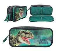 Depesche 12508 Dino World - Schlampertasche im Dinosaurier-Design, Federmäppchen mit 2 Fächern