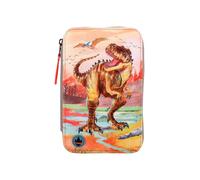 Depesche Dino World Triple Pencil Case LED Khaki Brown