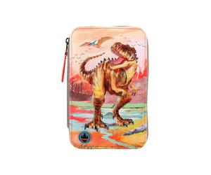 Depesche Dino World Triple Pencil Case LED Khaki Brown