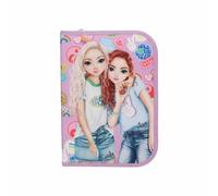 Depesche 13284 TOPModel Girl Power - Gefüllte Federtasche in Rosa, mit Model Motiv und bunten Patches, Federmappe mit Buntstiften, Lineal, Schere uvm.