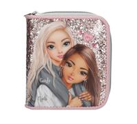 Depesche 13320 TOPModel My BFF - Portemonnaie in Rosa und Grau, mit Model Motiv und Glitzer, Geldbörse mit Druckknopf-Verschluss