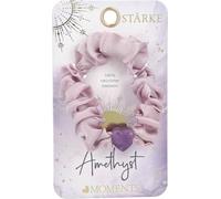 Depesche Moments Premium Scrunchie mit Amethyst Herz, violett, Natürlicher Edelstein, Haargummi, 1 Stück