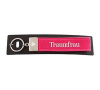 Depesche 4298-029 Schlaufen Schlüsselanhänger aus Filz, mit graviertem Metallabschluss und kultigem Aufdruck, Traumfrau, rosa, ca. 17 x 3 x 1 cm