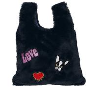 Depesche TOPModel Beutel Kunstfell mit Patches dunkelblau DOG