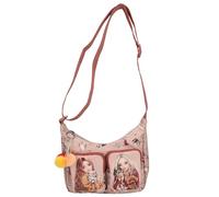 Depesche TOPModel Fur Ever Friends Umhängetasche für Mädchen, Rosa mit Kunstfell-Pompons, 2 Außentaschen, Modische Kindertasche mit Tiermotiven