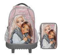 Depesche - TOPModel My BFF - Schulrucksack Trolley und 3-Fach-Federtasche, mit Model Motiv und Glitzer, Schultasche mit verstellbaren Trägern, Federmappe mit Buntstiften, Schere, Lineal UVM.