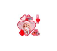 Depesche 12260 TOPModel One Love-Gefüllte Herz-Federtasche in Rot mit Model-Motiv und Glitzer, Federmäppchen mit Buntstiften, Schere, Lineal UVM, Pink