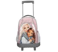 Depesche 13317 TOPModel My BFF - Schulrucksack Trolley in Rosa und Grau, mit Model Motiv und Glitzer, Schultasche mit Teleskopgriff und Rollen