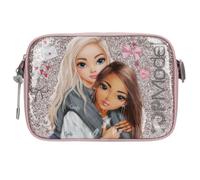 Depesche 13279 TOPModel My BFF - Umhängetasche in Rosa und Grau, mit Model Motiv und Glitzer, Handtasche mit längenverstellbarem Tragegurt