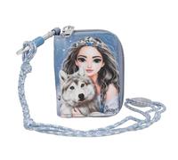 Depesche 13155 TOPModel Wolf-Portemonnaie mit Lanyard in Dunkelblau, mit Model Motiv und Glitzer, Geldbörse mit Fächern für Münzen, Scheine und Karten, Mehrfarbig