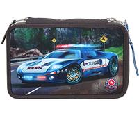 Depesche Vertrieb Monster Cars 11574 3-Fach Federtasche mit LED Polizeiauto