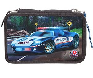 Depesche Vertrieb Monster Cars 11574 3-Fach Federtasche mit LED Polizeiauto